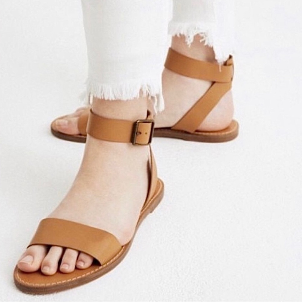Madewell Boardwalk Camel Leather Sandals